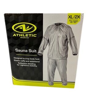 Athletic Works Sauna Suit XL/2X Silver Heavy Duty Vinyl Reflective Men or W